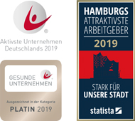 HAMBURGS ATTRAKTIVSTE ARBEITGEBER 2019 - STARK FÜR UNSERE STADT - statista - GESUNDE UNTERNEHMEN - PLATIN 2019